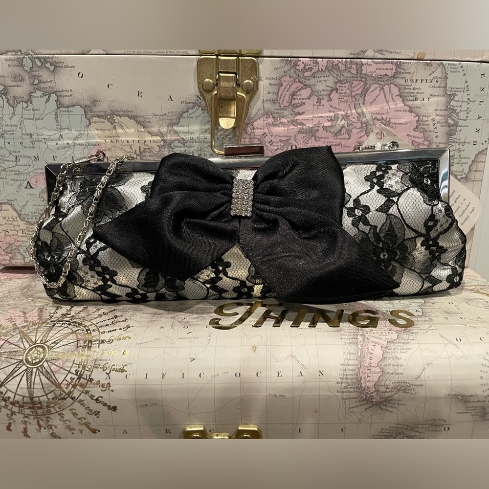 Formal Lace and Satin Evening Bag